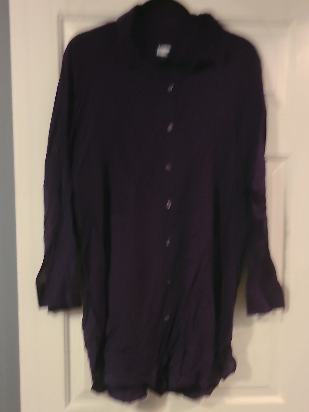 Lands' End Deep Purple Long Sleeve Button-Down Shirt